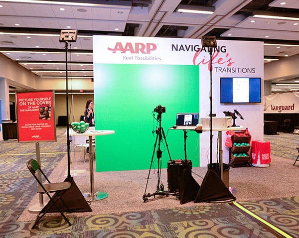 Custom Tampa green screen photo booth for AARP at an event for bloggers.
