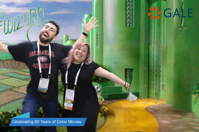 Two participants "skip" down the Yellow Brick Road at this New York Greenscreen photography photo booth.