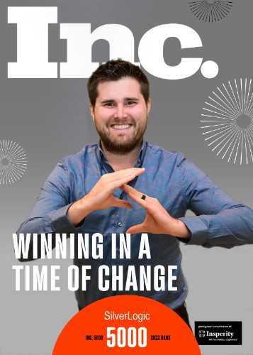 A participant poses on the "cover" of Inc. Magazine at this Las Vegas green screen photography experience.
