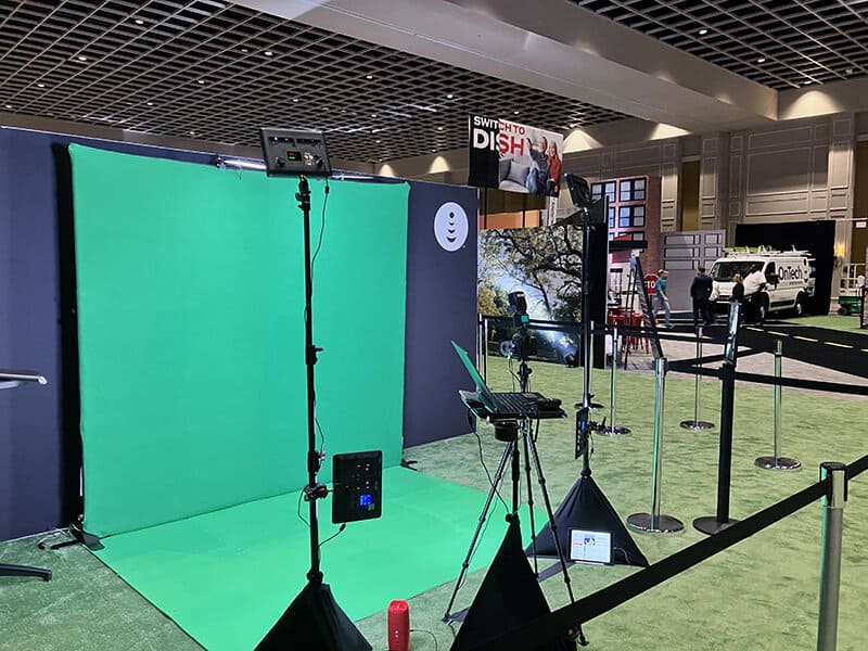 An Orlando greenscreen photo booth for Dish network. The setup utilized six lights for even coverage.