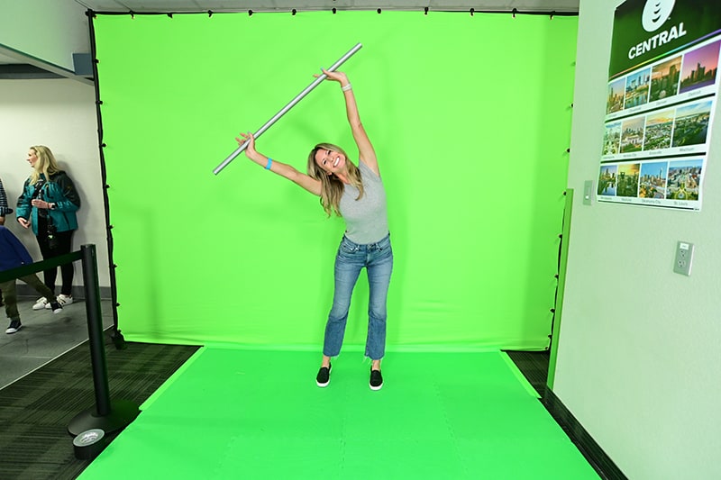 The "raw" file -- a Dallas green screen photography experience for Dish Network shows the participant pose against our green screen photography set.