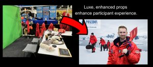 Miami green screen photography enhanced props A participant showing off his chosen props at a Miami green screen photography event featuring Artic cruises.