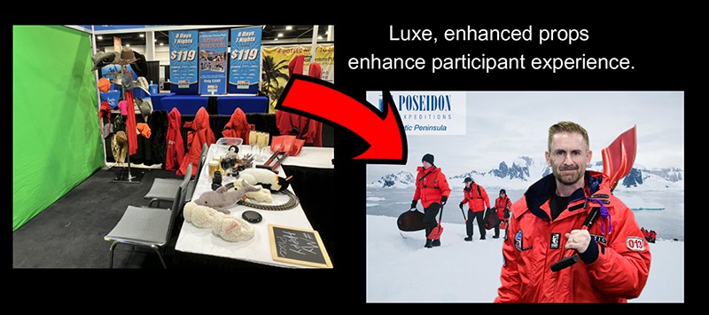 Philadelphia green screen photography enhanced props A participant showing off his chosen props at an Philadelphia green screen photography event featuring Artic cruises.