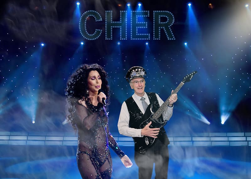 Tampa green screen photo booths CHER A participant "rocks on stage" with classic Cher in this Tampa green screen photo booths event.