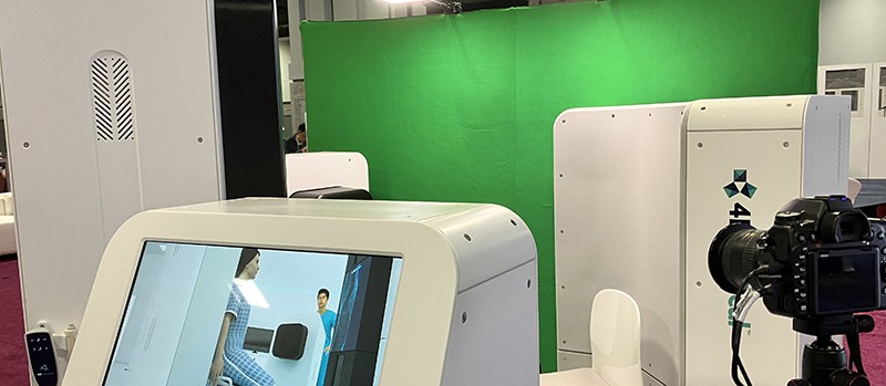 Custom Washington DC green screen photo booths ALMA A customized green screen in back of a medical laser at a Washington, DC medical convention.