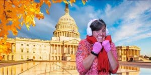 Washington DC green screen photo booth CAPITOL A participant is "chilly" outside the Capitol building in this Washington, DC green screen photo booths